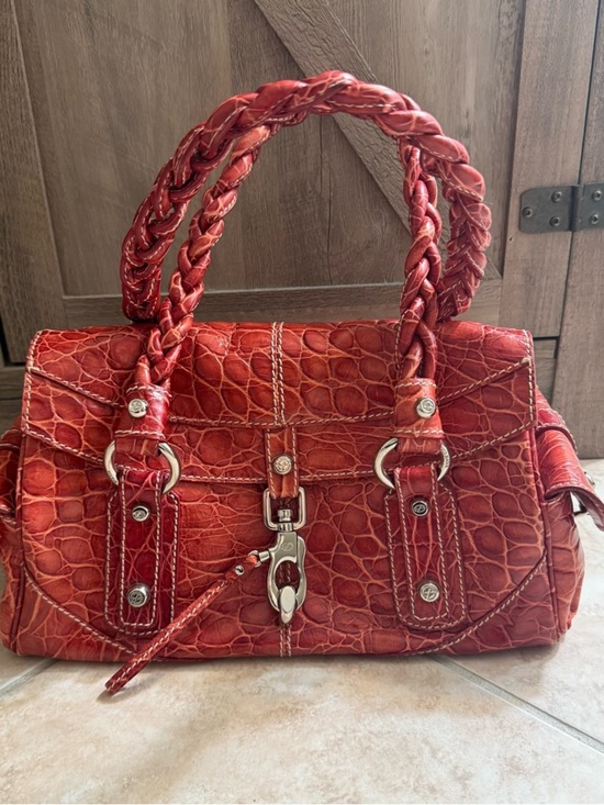 Francesco Biasia Handbags - Francesco Biasia Red Braided-Handle Women’s Satchel Bag
